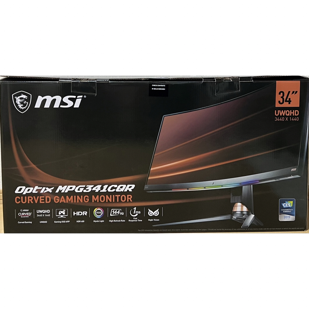 msi(エムエスアイ)のMSI 湾曲型ゲーミングモニター34インチ VAパネル MPG341CQR  スマホ/家電/カメラのPC/タブレット(ディスプレイ)の商品写真