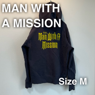 マンウィズアミッション(MAN WITH A MISSION)のMAN WITH A MISSION パーカー　M ネイビー　紺　フード　バンド(パーカー)