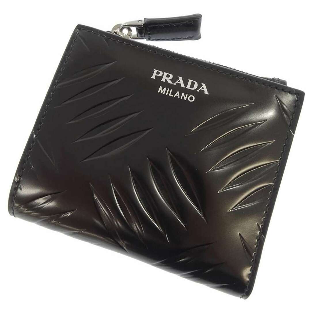 プラダ 二つ折り財布 レザー 2ML049 PRADA 財布 黒 コンパクトウォレット