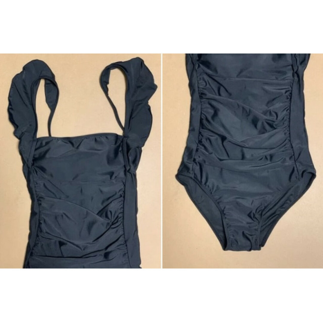 バックオープン フリル スイムウェア 黒 ブラック L キャミ 美品 韓国 海外 レディースの水着/浴衣(水着)の商品写真