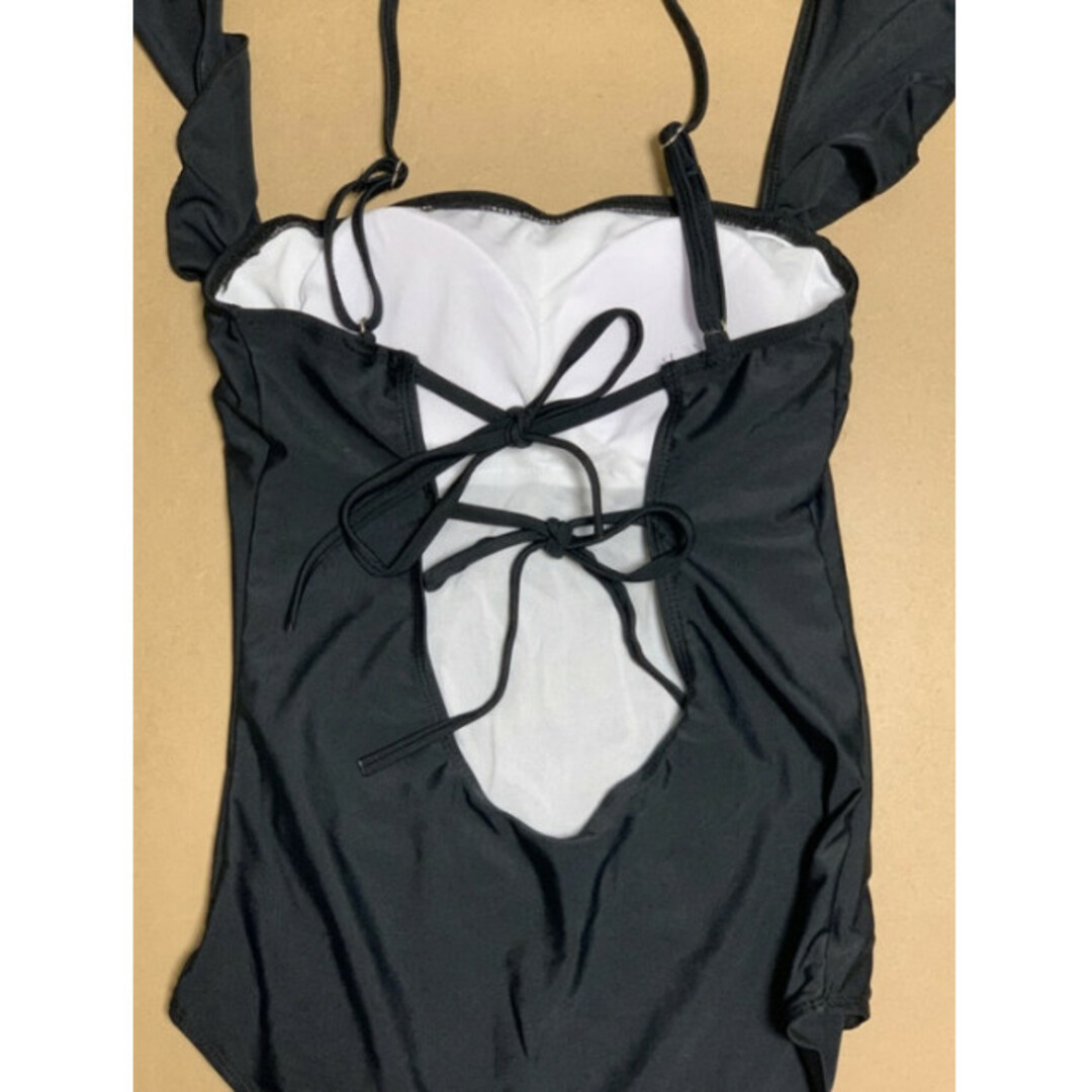 バックオープン フリル スイムウェア 黒 ブラック L キャミ 美品 韓国 海外 レディースの水着/浴衣(水着)の商品写真