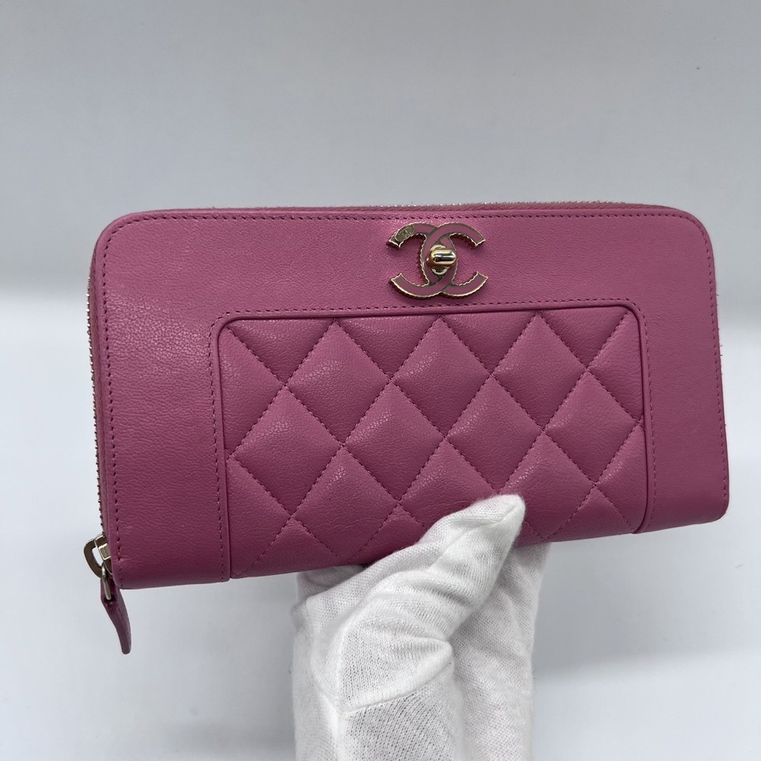 CHANEL シャネル 美品 マドモアゼル 長財布 ラウンドファスナー