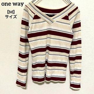 ワンウェイ(one*way)のK667 one wayワンウェイ リブニット トップス ボーダー柄 Mサイズ(ニット/セーター)