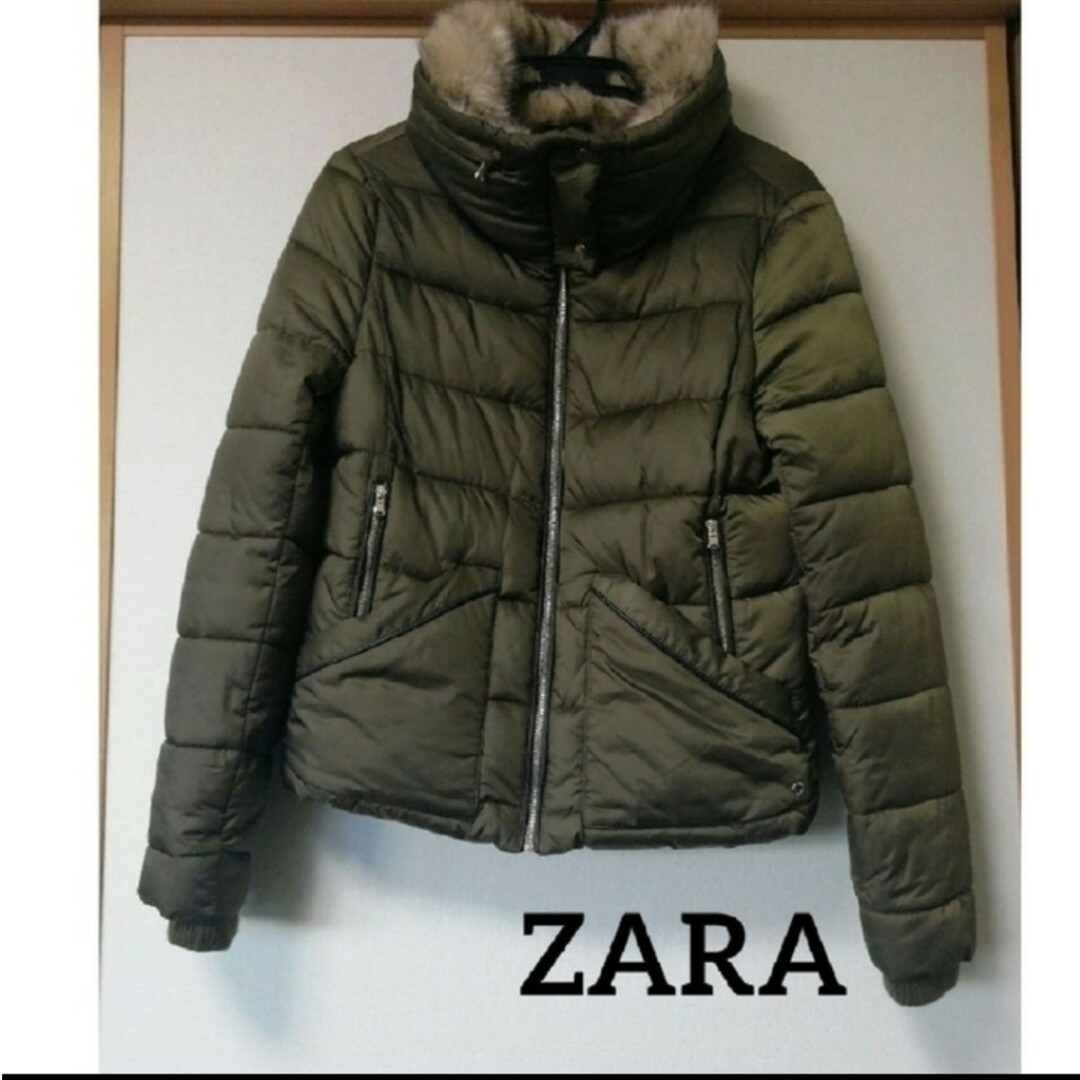 ZARA ザラ ダウンジャケット ダウンコート カーキ　S | フリマアプリ ラクマ