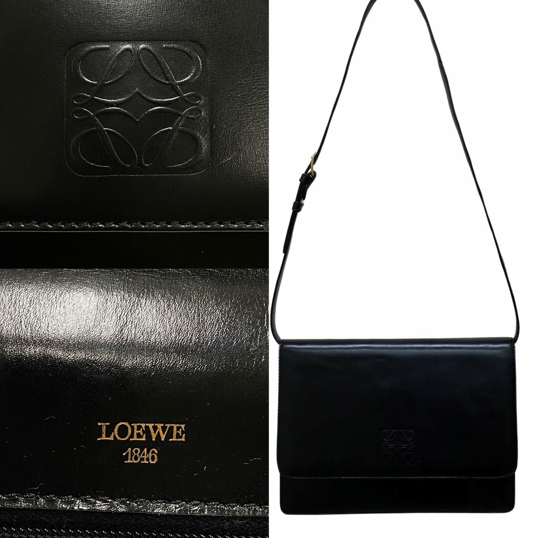 LOEWE - 極 美品 LOEWE ロエベ アナグラム ロゴ カーフレザー 本革