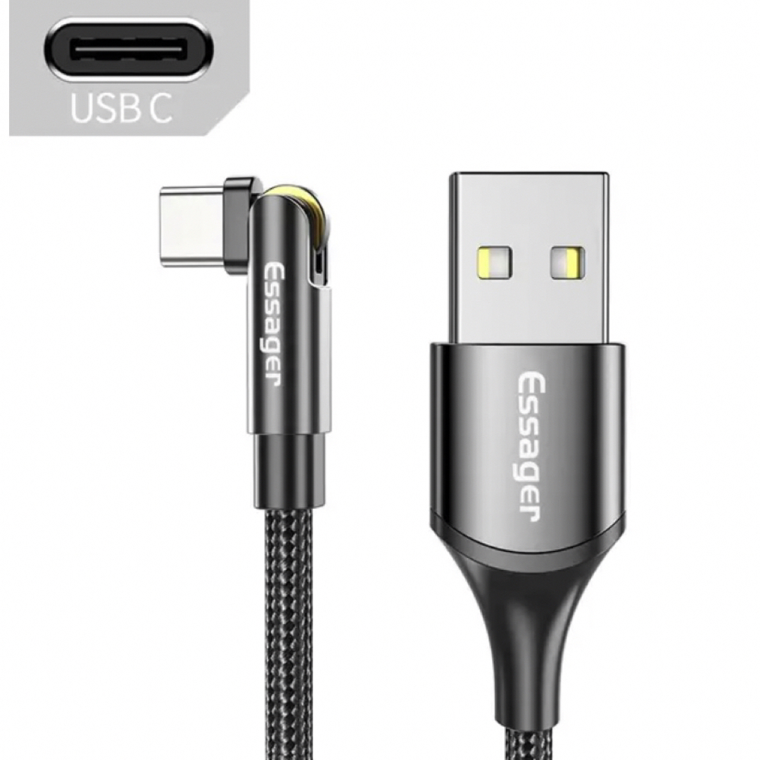 USB-A type-C 180度 回転データケーブル スマホ/家電/カメラのスマホアクセサリー(その他)の商品写真