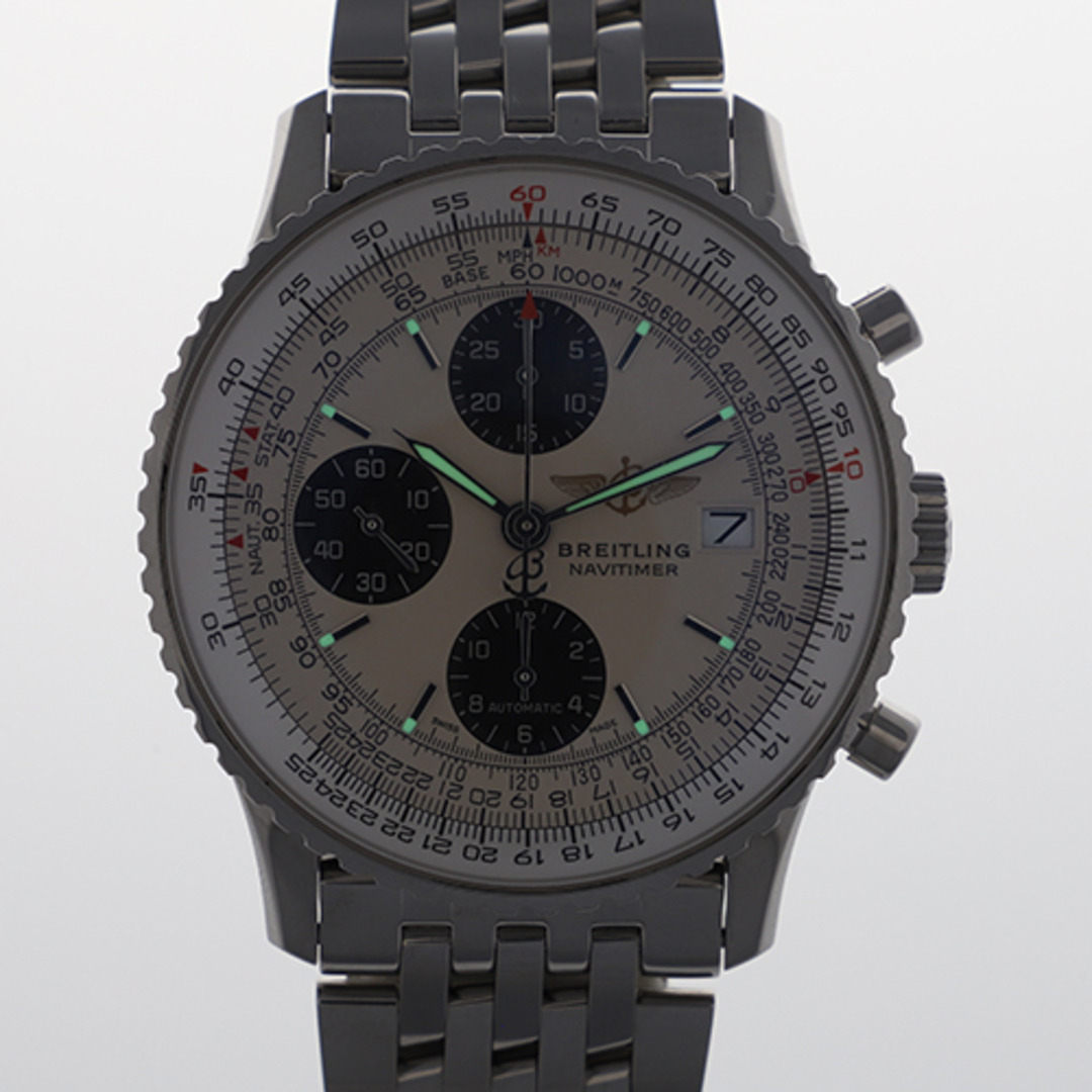 【116695】BREITLING ブライトリング  A1332412/G796 オールドナビタイマー クロノグラフ シルバー/ブラックダイヤル SS 自動巻き ギャランティーカード 純正ボックス 腕時計 時計 WATCH メンズ 男性 男 紳士