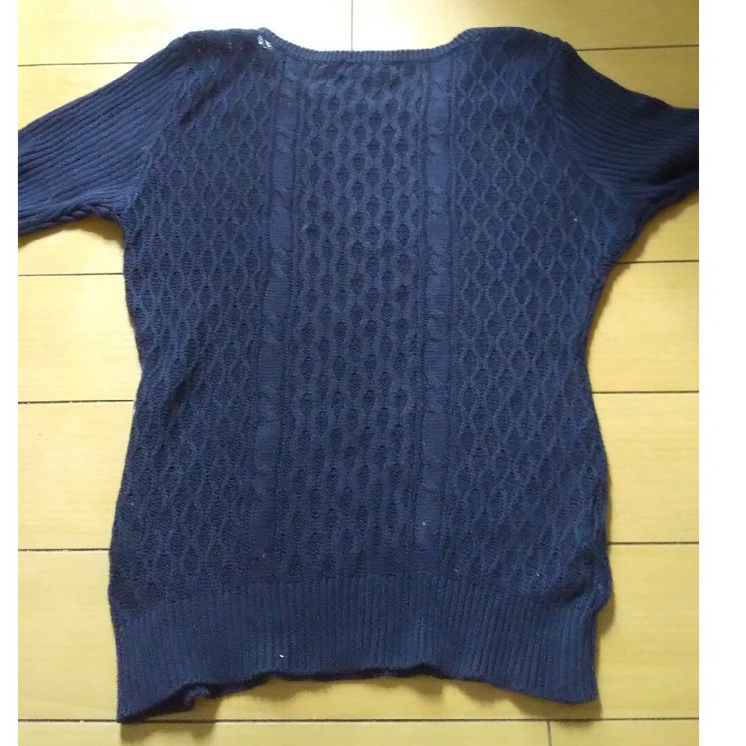 紺色 半袖ニット レディースのトップス(ニット/セーター)の商品写真