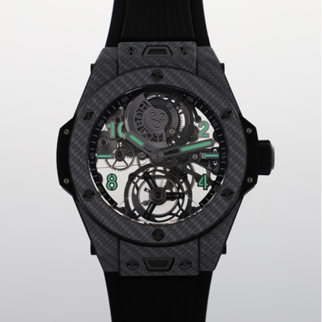 HUBLOT(ウブロ)の【115711】HUBLOT ウブロ  419.YS.0170.NR ビッグバン トゥールビヨン 世界限定100本 スケルトンダイヤル ラバー/カーボンファイバー/テキサリウム 自動巻き 保証書 純正ボックス 腕時計 時計 WATCH メンズ 男性 男 紳士【中古】 メンズの時計(腕時計(アナログ))の商品写真