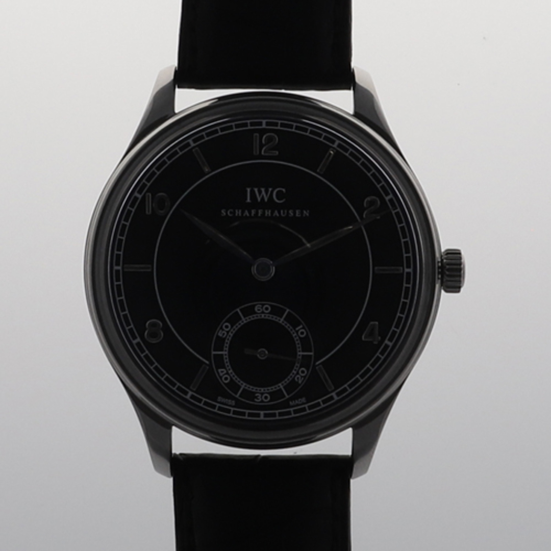 IWC(インターナショナルウォッチカンパニー)の【116093】IWC インターナショナルウォッチカンパニー  IW544501 ヴィンテージ ポルトギーゼ ブラックダイヤル SS/レザー（クロコ） 手巻き 純正ボックス 腕時計 時計 WATCH メンズ 男性 男 紳士【中古】 メンズの時計(腕時計(アナログ))の商品写真