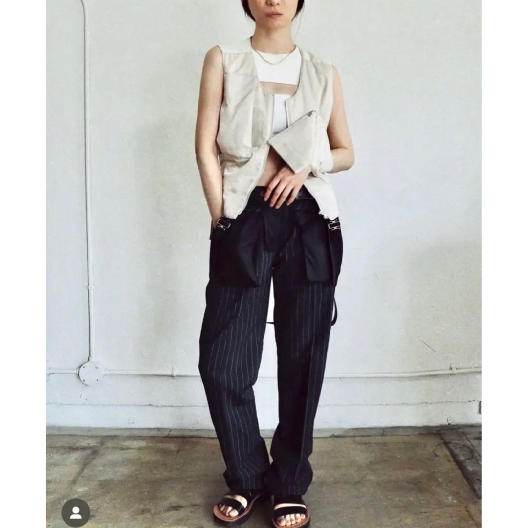 美品FUMIKA_UCHIDA/STRIPES HARNESS SLACKS