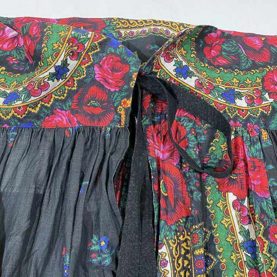 美品 14SS トリココムデギャルソン 花柄 巻きスカート 膝下丈 黒の通販