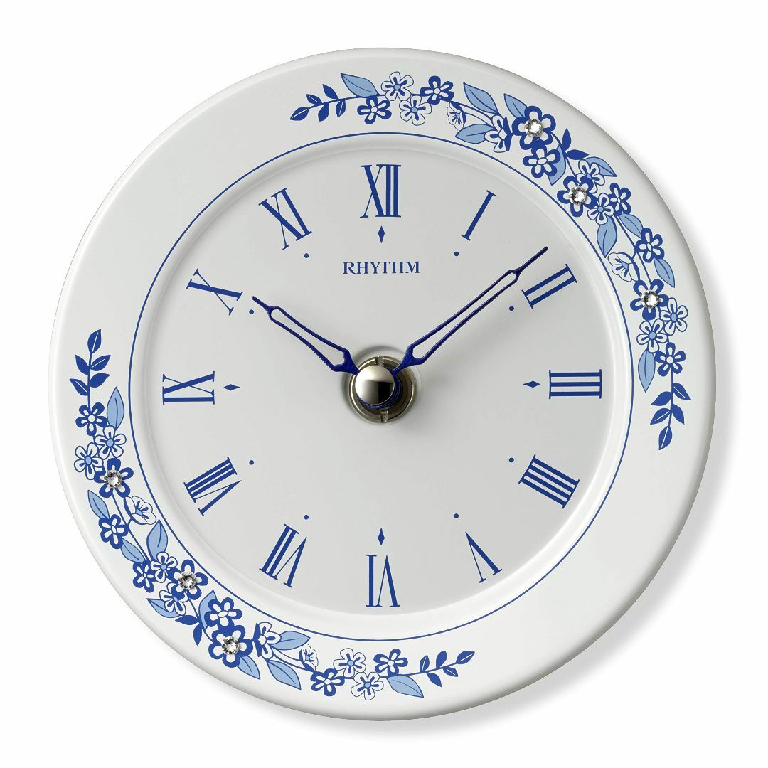 【色: ブルー】リズム時計工業(Rhythm) 置き時計 掛け時計 兼用 有田焼