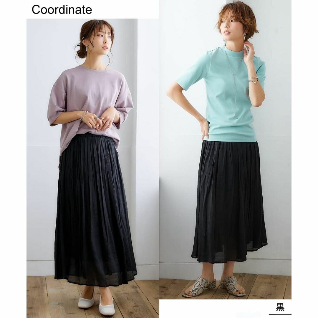 [ニッセン] スカート ふわり軽い楊柳スカート（ロング丈） 3