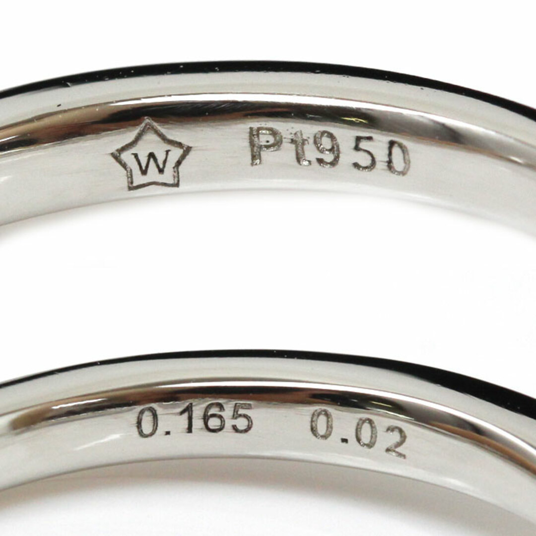 Pt950プラチナ リング・指輪 ダイヤモンド0.165ct/0.02ct 10号 3.6g レディース【美品】 4