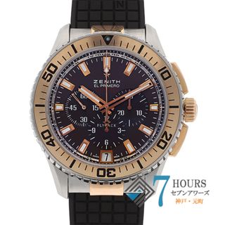 ゼニス(ZENITH)の【114644】ZENITH ゼニス  51.2061.405/75.R516 エルプリメロ ストラトス フライバック ブラウンダイヤル RG/SS/ラバー 自動巻き ギャランティーカード 当店オリジナルボックス 腕時計 時計 WATCH メンズ 男性 男 紳士【中古】(腕時計(アナログ))