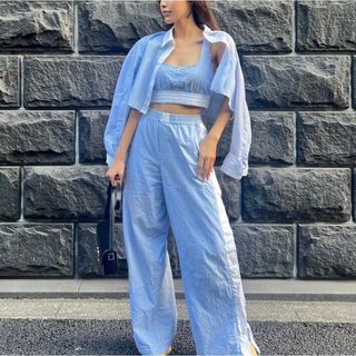 ザラ(ZARA)のストライプ　クロップ　シャツ　ビスチェ　パンツ　3set(セット/コーデ)