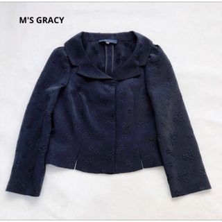 M'S GRACY*ノーカラー7分袖フリルジャケット