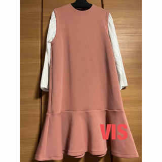 ヴィス(ViS)のVIS ピンクワンピース　袖ボリューム裾フレアワンピース　web限定(ひざ丈ワンピース)