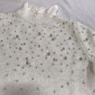 ザラ(ZARA)のZARA    パール付きニット   M   古着(ニット/セーター)