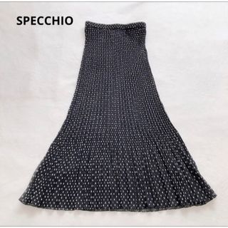 SPECCHIO スペッチオ プリーツ　ドット　ロングスカート　マーメイド　40