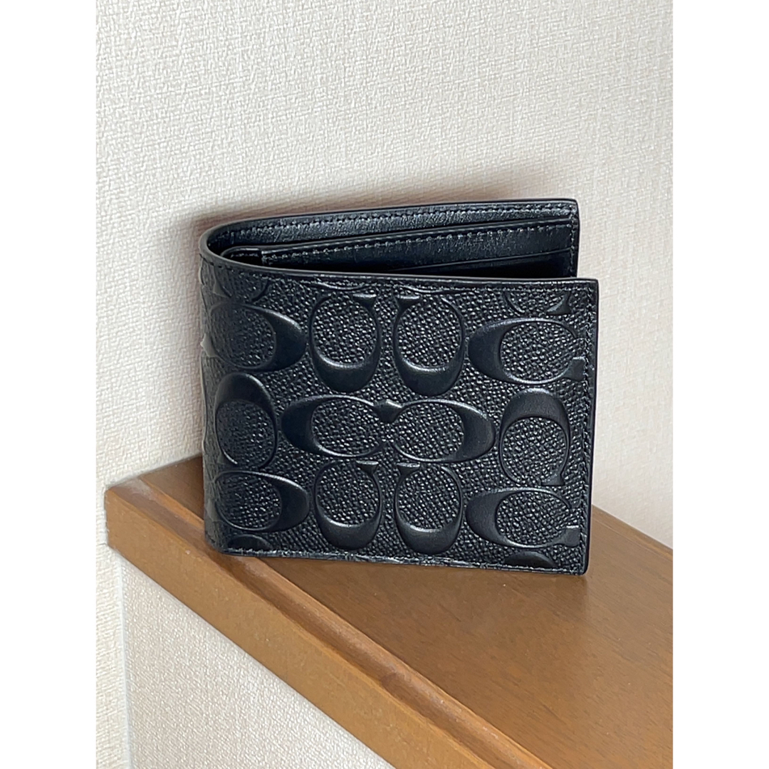 新品☆COACH(コーチ)ブラック レザー 折り財布