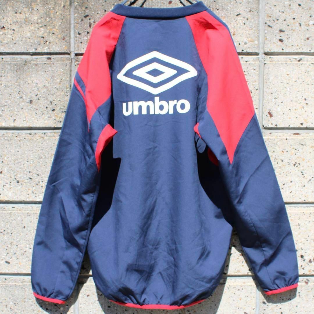 umbro アンプロ ロゴ刺繍 紺 × 赤 古着 プルジャケット