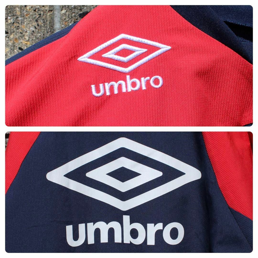 umbro アンプロ ロゴ刺繍 紺 × 赤 古着 プルジャケット