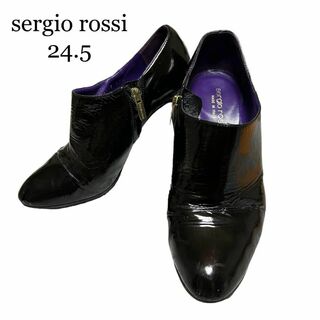Sergio Rossi - 【希少】✨セルジオロッシブーティ黒×パープルsize24.5cm✨