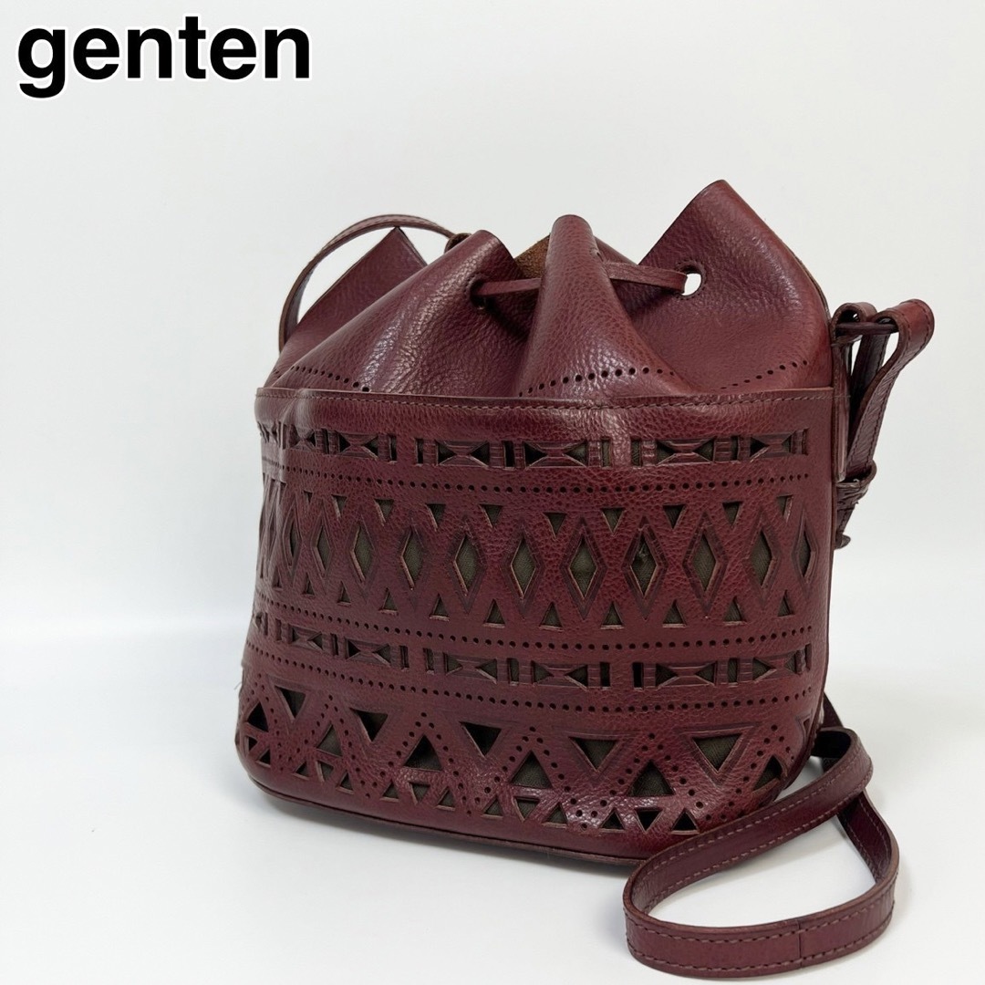 23I38 genten ゲンテン バケツバッグ カットワーク