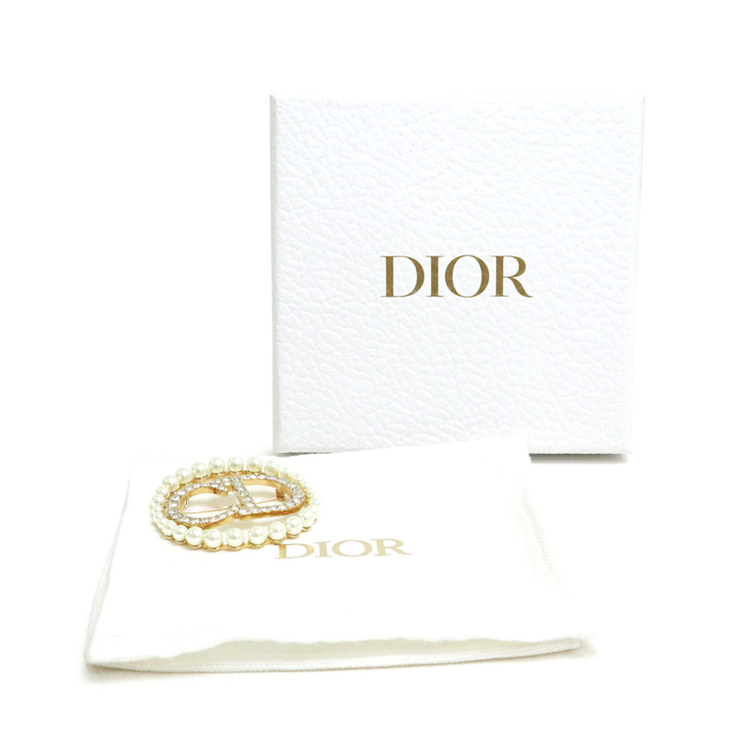 クリスチャンディオール クレール ディー リュヌ CLAIR D LUNE CDロゴ パール ラインストーン ブローチ ゴールド V0713CDLCY  箱付 Christian Dior（新品・未使用品）