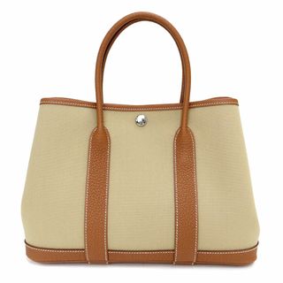 エルメス(Hermes)のエルメス ガーデンパーティ 30 TPM トートバッグ ネゴンダ レザー トワルオフィシエ キャンバス ベージュ ブラウン Trench トレンチ Gold ゴールド 茶 シルバー金具 B刻印 箱付 HERMES（新品・未使用品）(トートバッグ)