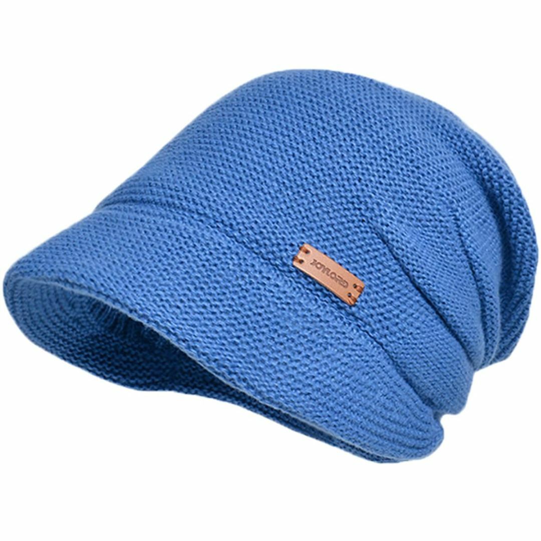 【色: ブルー】[Famimor] ニット帽 レディース つば付き ニット 帽子 | フリマアプリ ラクマ