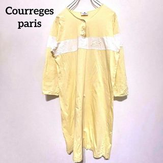 クレージュ(CLAYGE（Tada）)のK685 Courreges paris クレージュ ワンピース M 長袖 黄色(ひざ丈ワンピース)