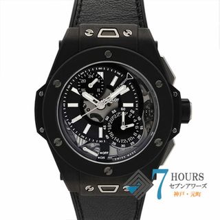 ウブロ(HUBLOT)の【109607】HUBLOT ウブロ  403.QU.0120.VR.YOS ビッグバン アラーム リピーター GMT カーボン ヨシダ100周年記念  スケルトンダイヤル ラバー/カーボン 手巻き ギャランティーカード 純正ボックス 腕時計 時計 WATCH メンズ 男性 男 紳士【中古】(腕時計(アナログ))