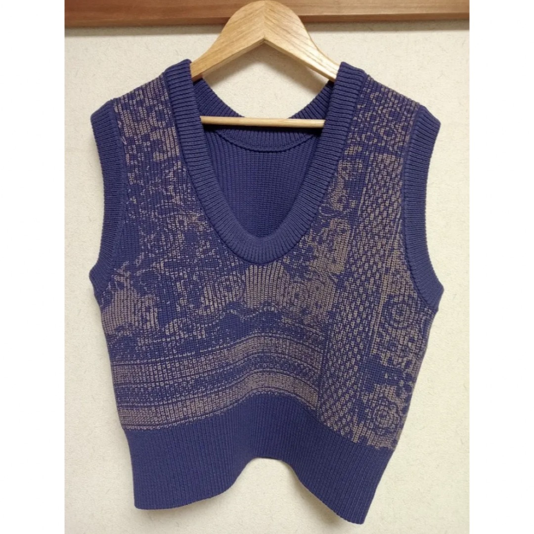 ameri 2WAY LACE PAINTING KNIT TOP