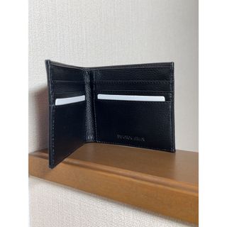 新品未使用ARMANI 二つ折り財布 ブラック レザー製 イーグルプレート