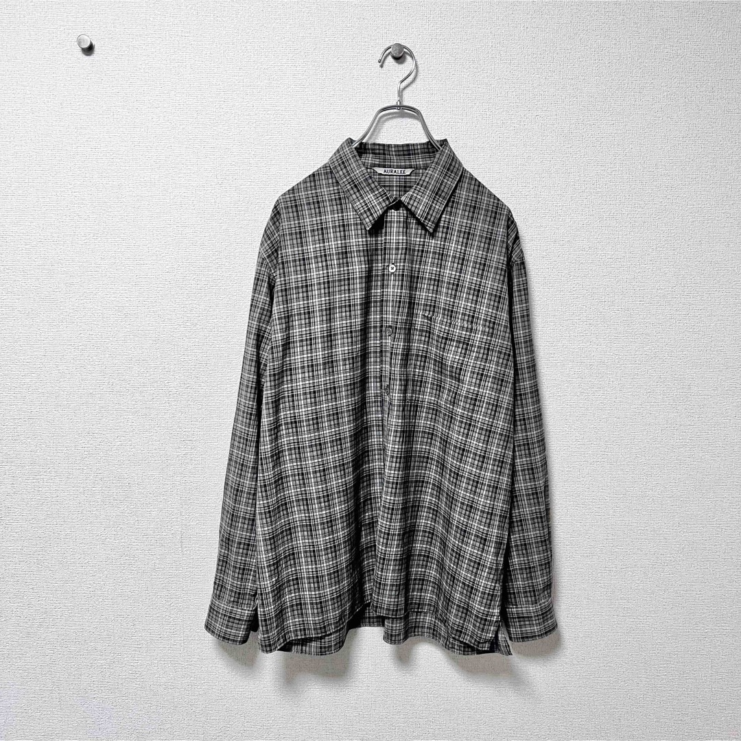 AURALEE SUPER LIGHT WOOL CHECK SHIRTS