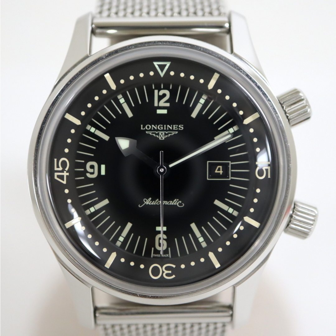 【LONGINES】ロンジン レジェンドダイバー SS AT L3.374.4 メッシュベルト 黒文字盤/md15434ar