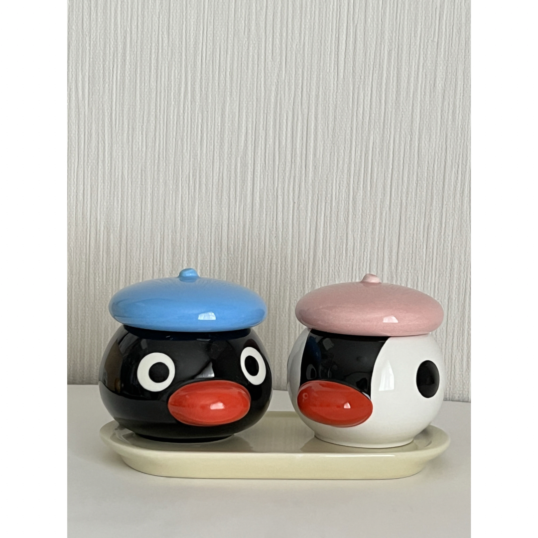 2003年製ミスドPINGUピングー&ピンガペンギン陶器小物入れシュガーポット エンタメ/ホビーのおもちゃ/ぬいぐるみ(キャラクターグッズ)の商品写真