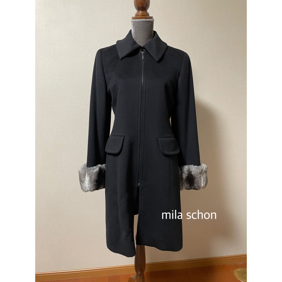 【mila schon】ファー付き・ロングコート／40