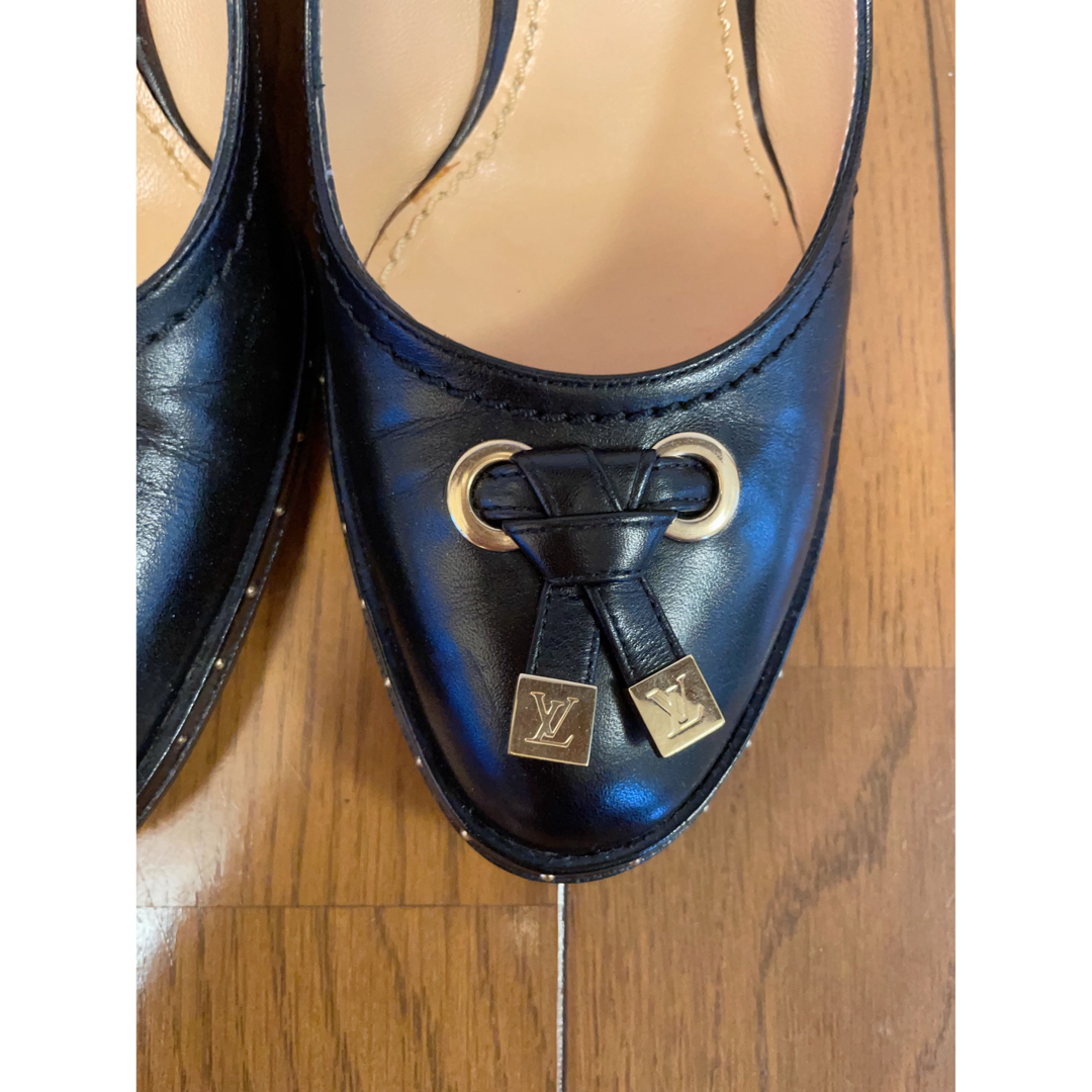LOUIS VUITTON ルイヴィトン 黒371/2 スタッズ リボン