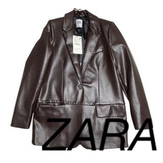 ザラ(ZARA)の【新品、未使用】タグ付　ZARA フェイクレザー　ジャケット　レディース(テーラードジャケット)