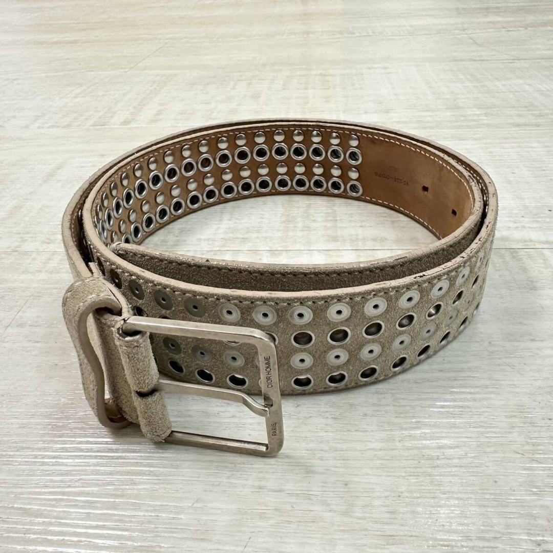 04aw 名作 ディオールオム エディ期 スタッズ スウェード レザー ベルト