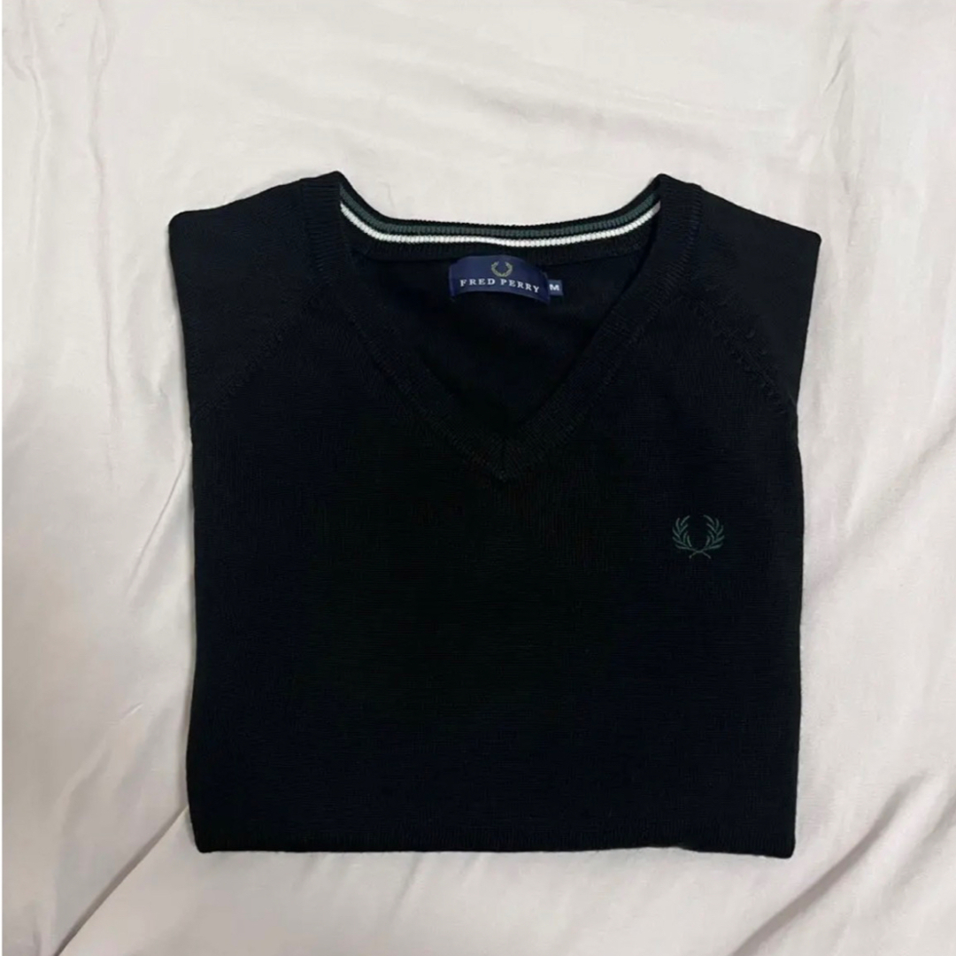 FRED PERRY Vネックセーター/ニット/カーディガン グリーン Mサイズメンズ