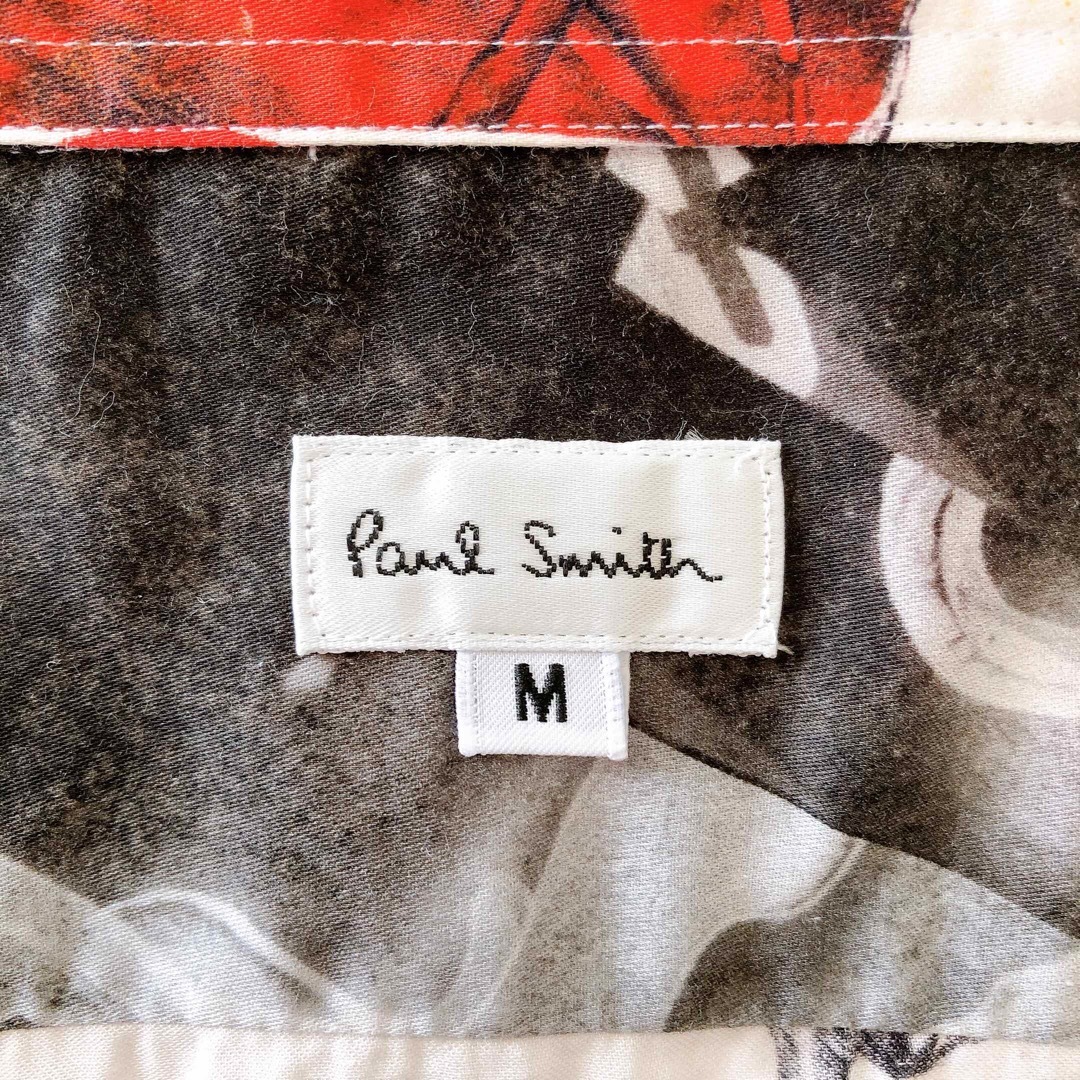 Paul Smith 薔薇柄シャツ ポールスミス M ホワイト レッド