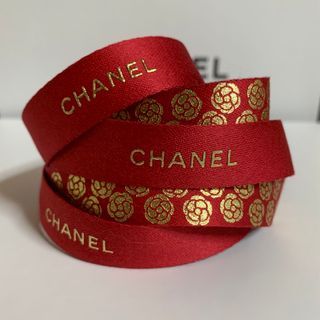 シャネル(CHANEL)のCHANEL ラッピング リボン レッド×ゴールド 1m(ラッピング/包装)