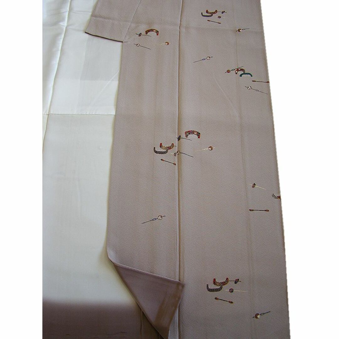 「縁」151ｃｍ～158ｃｍ 極上ちりめん地 かんざし 小紋 正絹 Ｉ１３３ レディースの水着/浴衣(着物)の商品写真