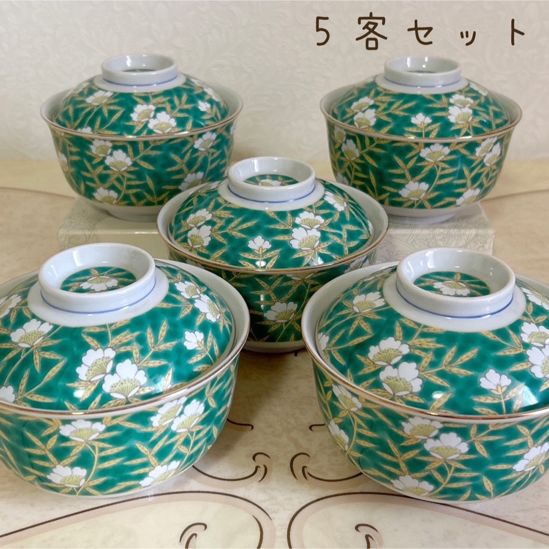有田焼 明宝窯 蓋付き丼ぶり 5客セット 色絵 金彩古伊万里 どんぶり
