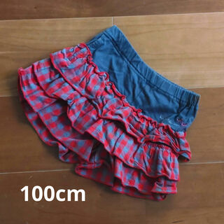 ニットプランナー(KP)の【100cm】ニットプランナー　赤チェック　スカート(スカート)